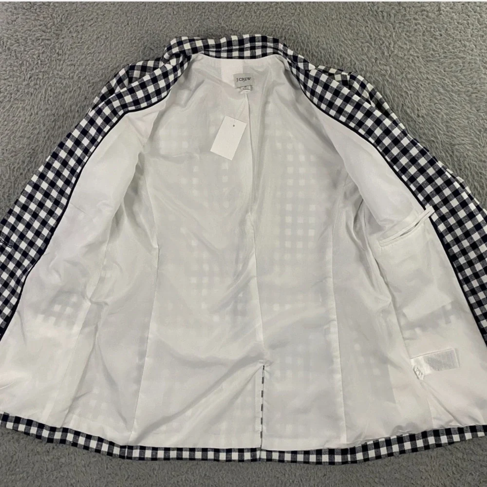 J. Crew Gingham linen-blend Holland  ‎ Women's Blazer Size 10 NWT